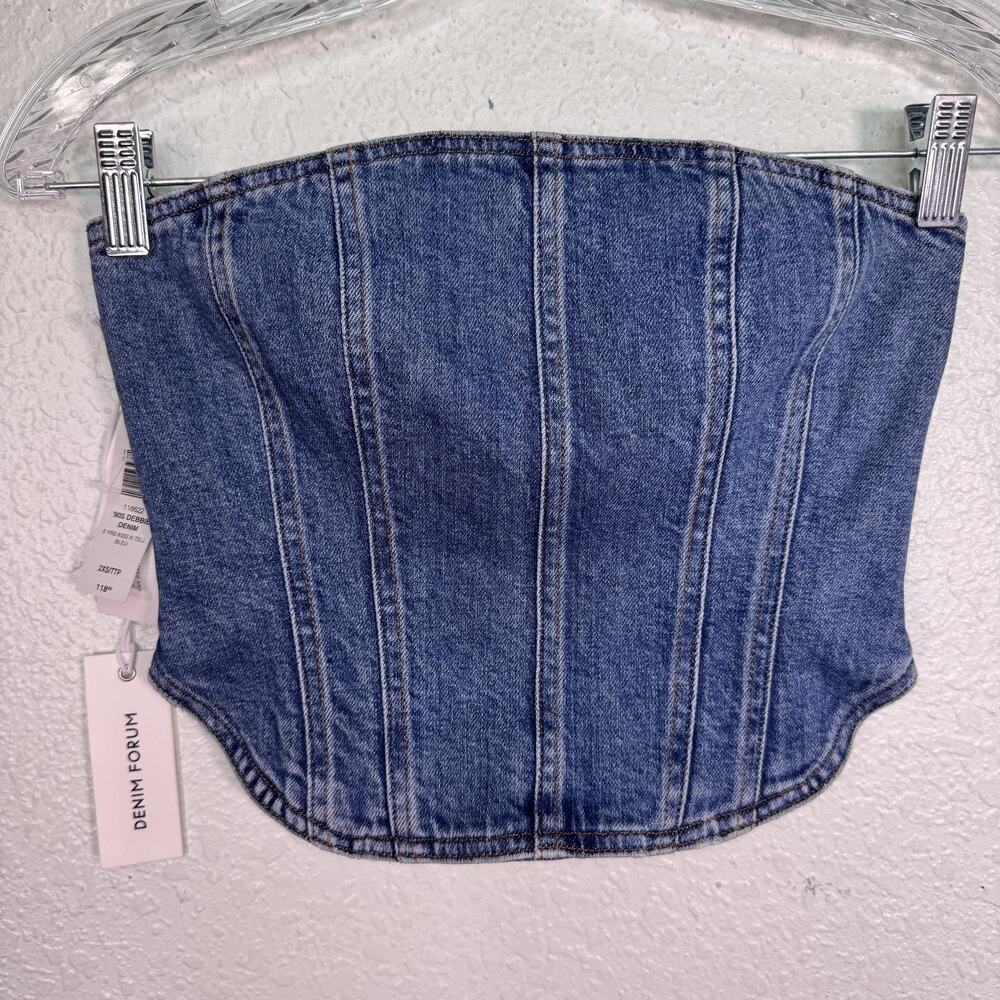 Aritzia Denim Forum Tank Top Womens XXS 90s Debbie Denim Corset Bustier Crop